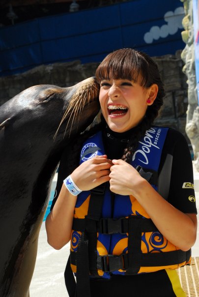 Danna Paola, "Patito" with a sea lion friend